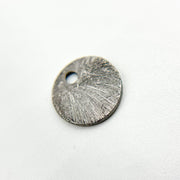 8MM Black Rhodium Sterling Silver Brushed Round Flat Disc Charm with a Single Hole